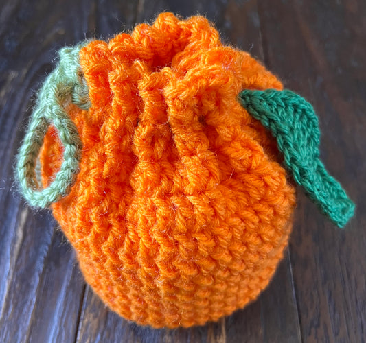 Orange Motif Drawstring Pouch